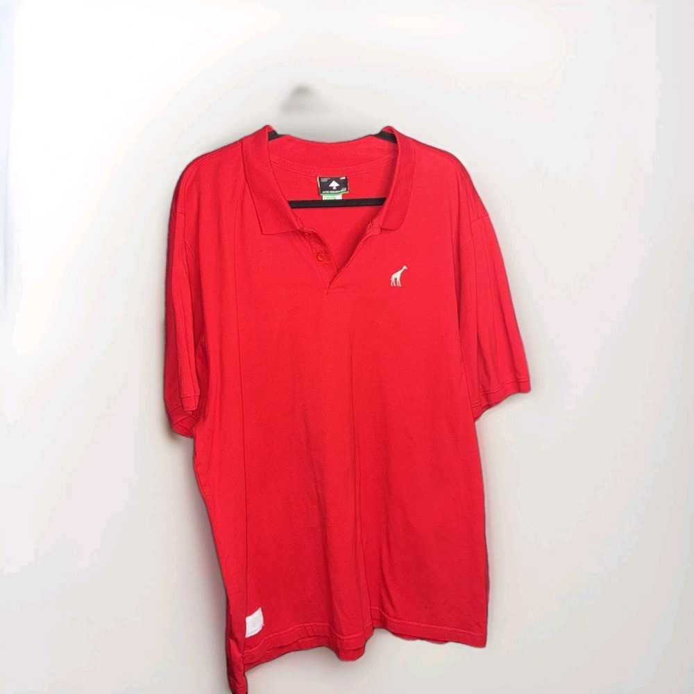 LRG Lifted Research Group 47 Polo Shirt Size 2xl‎ Red Short Sleeve White Giraffe